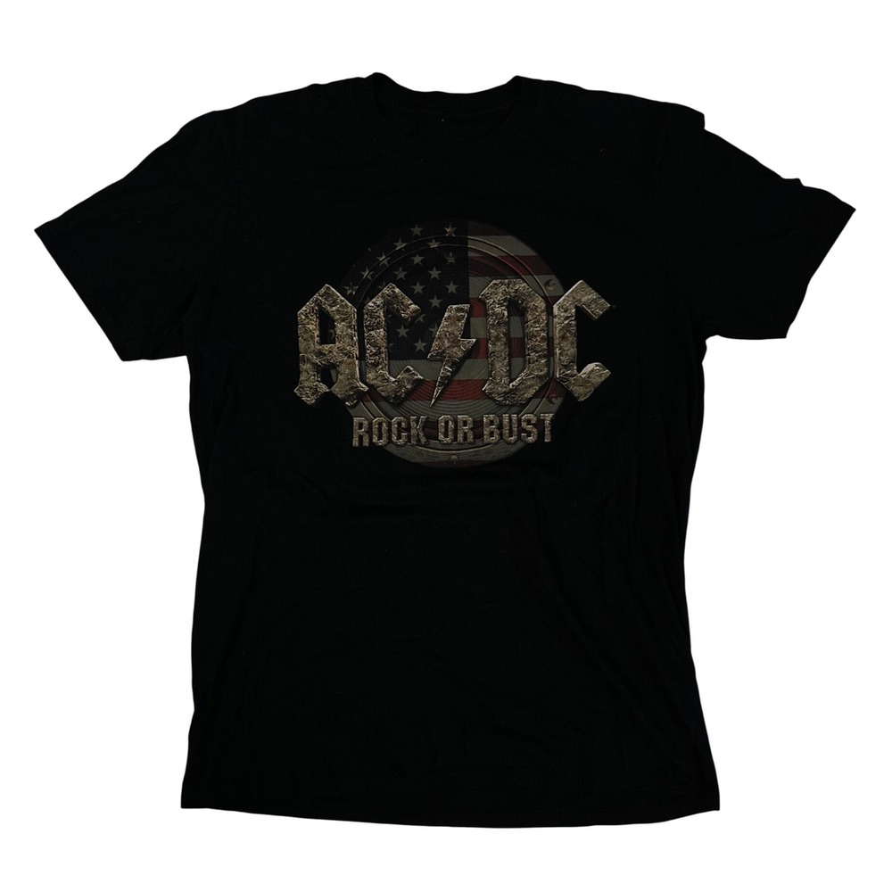 ACDC Rock Or Bust America 2016 World Tour Graphic T-Shirt Black Mens Large